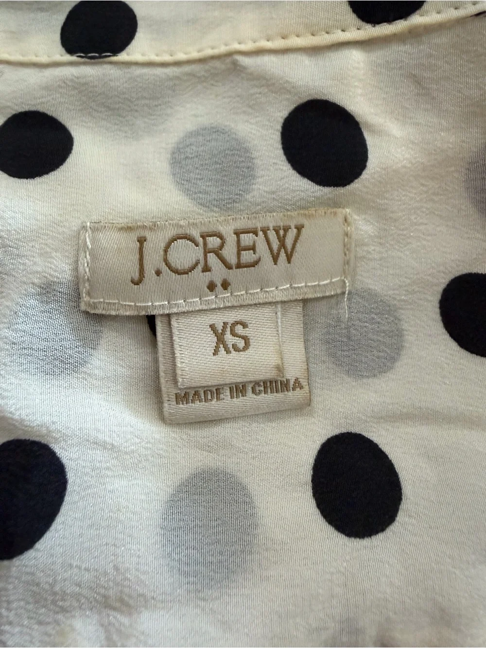 J. Crew 100% Silk Polka Dot Button Down Shirt